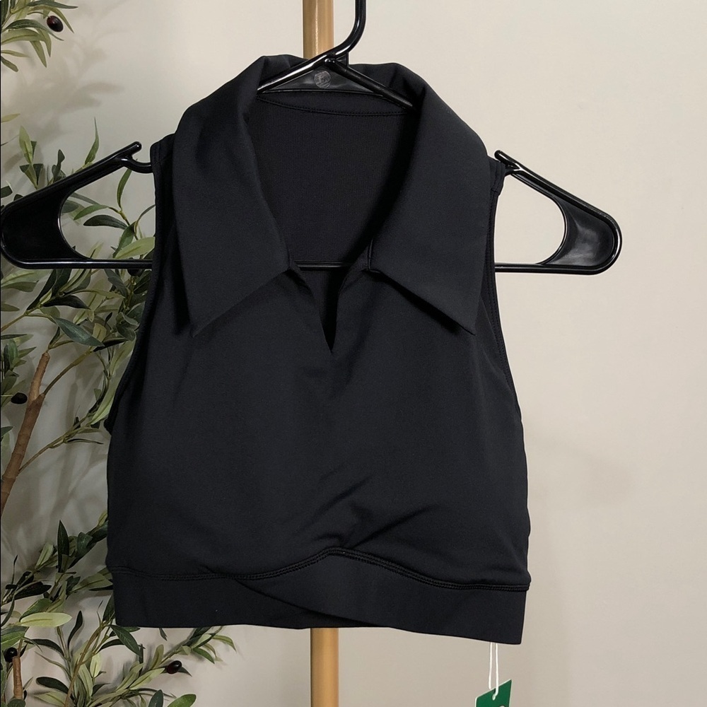 HALARA Black Collared Padded Crop Top (A1)